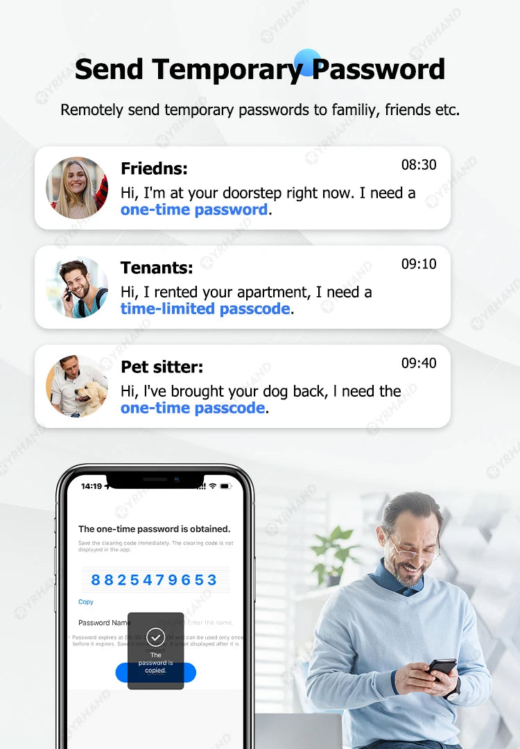 Fechadura Eletrônico Digital Biometric Fingerprint Lock App Remote Water poof Smart Door Lock YRHAND Tuya Wifi Sliver