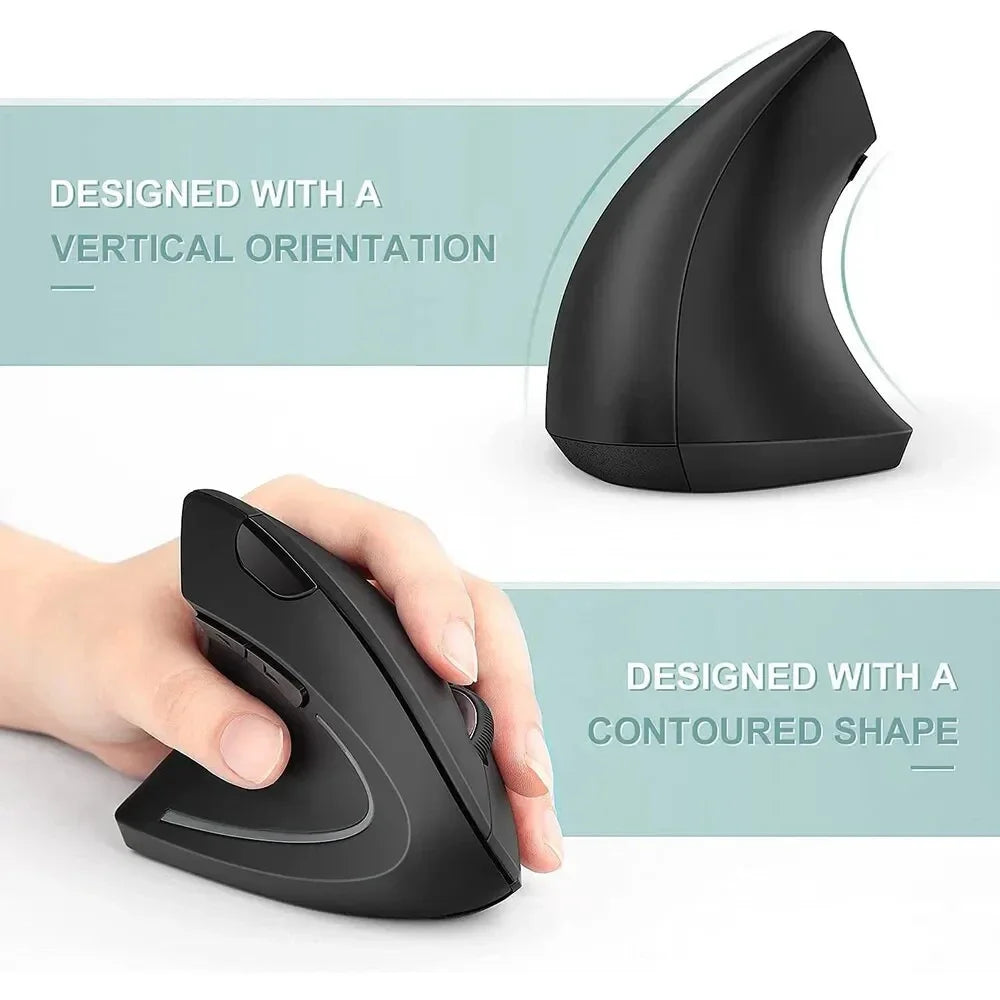 Rato vertical ergonômico 2.4ghz mouse óptico sem fio 3 dpi ajustável 800/1200/1600 6 botões para computador portátil desktop