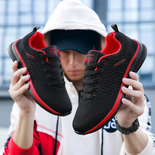 Tênis de corrida leve caminhada esportivos malha clássica respirável casuais masculinos mocassins