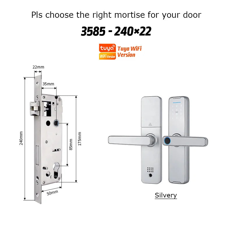 Fechadura Eletrônico Digital Biometric Fingerprint Lock App Remote Water poof Smart Door Lock YRHAND Tuya Wifi Sliver