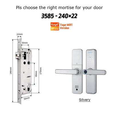 Fechadura Eletrônico Digital Biometric Fingerprint Lock App Remote Water poof Smart Door Lock YRHAND Tuya Wifi Sliver