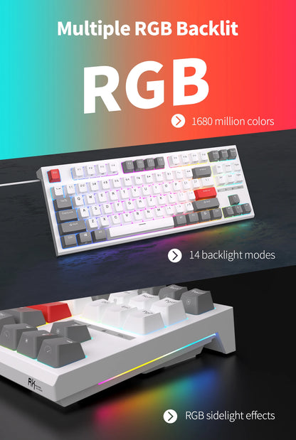Teclado Mecânico Rk royal kludge r87 gamer brasileiro com fio 87 teclas rgb retro iluminado personalizadas