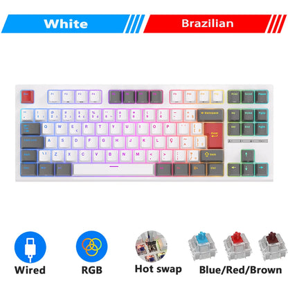 Teclado Mecânico Rk royal kludge r87 gamer brasileiro com fio 87 teclas rgb retro iluminado personalizadas