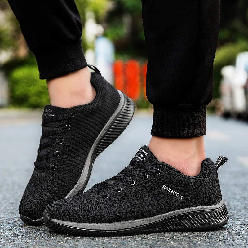 Tênis de corrida leve caminhada esportivos malha clássica respirável casuais masculinos mocassins