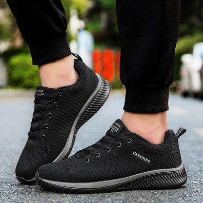 Tênis de corrida leve caminhada esportivos malha clássica respirável casuais masculinos mocassins