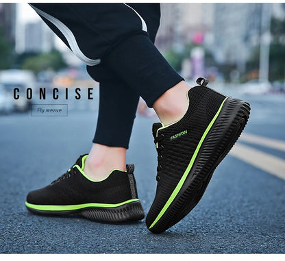 Tênis de corrida leve caminhada esportivos malha clássica respirável casuais masculinos mocassins