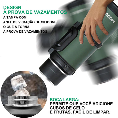 Garrafa Térmica de Água Camada Dupla Vácuo Aço Inoxidável，Capacidade extragrande Garrafa de Água Isolada para Uso Externo 2.4L