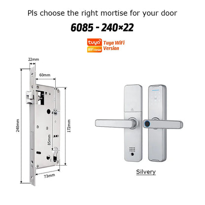 Fechadura Eletrônico Digital Biometric Fingerprint Lock App Remote Water poof Smart Door Lock YRHAND Tuya Wifi Sliver