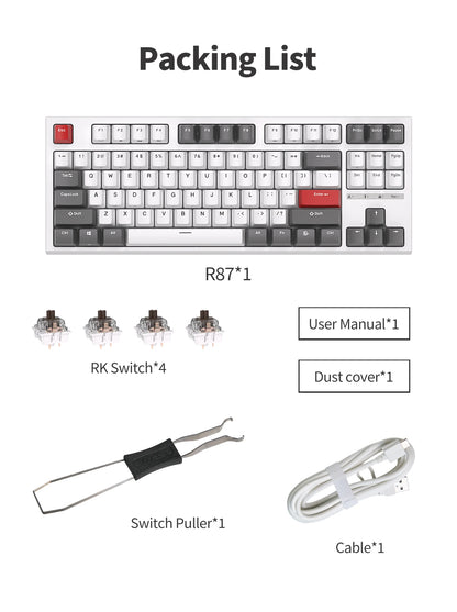 Teclado Mecânico Rk royal kludge r87 gamer brasileiro com fio 87 teclas rgb retro iluminado personalizadas