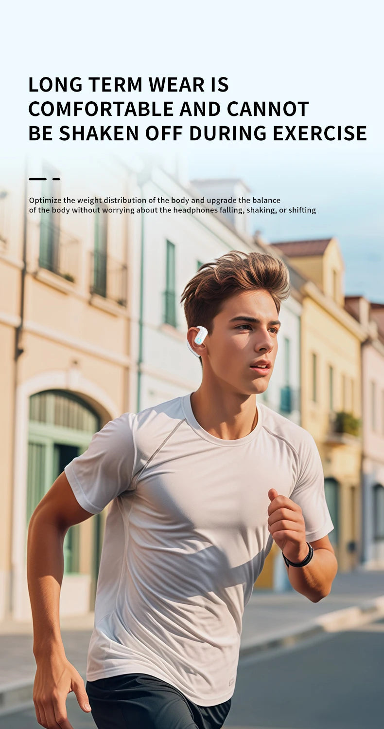 Fone de ouvido sem fio aberto Bluetooth 5.4 180 ° Rotação ajustável esquerda direita fone de ouvido universal com microfone esportivos