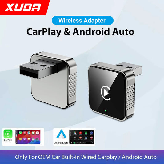 Auto para estéreo de carro 2 em 1 com fio para adaptador sem fio Android  usb mini caixa inteligente plug e bluetooth