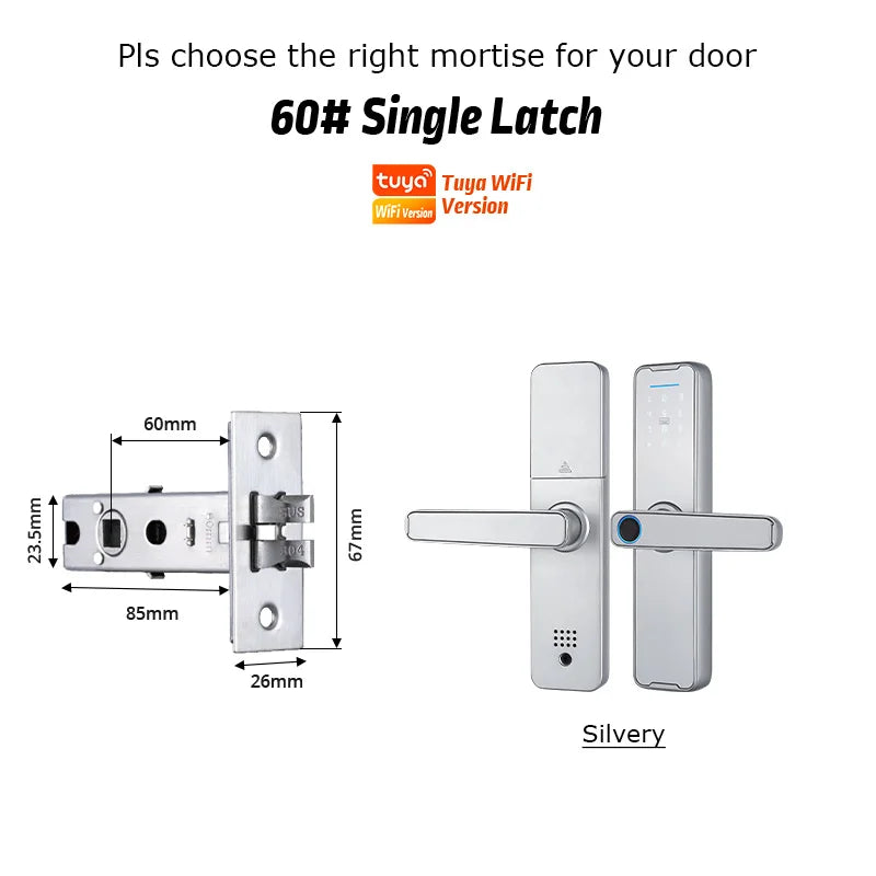 Fechadura Eletrônico Digital Biometric Fingerprint Lock App Remote Water poof Smart Door Lock YRHAND Tuya Wifi Sliver