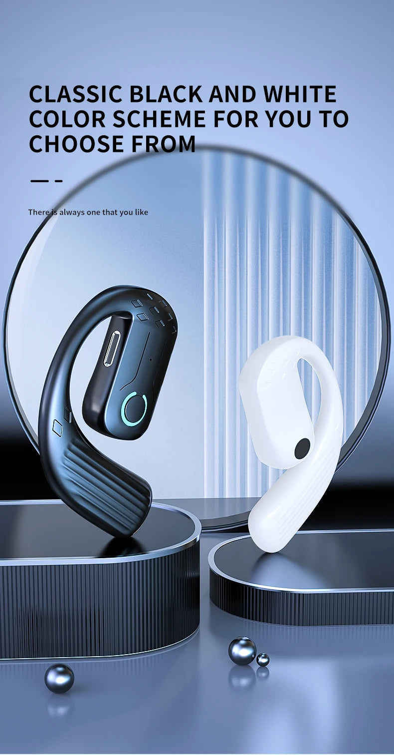 Fone de ouvido sem fio aberto Bluetooth 5.4 180 ° Rotação ajustável esquerda direita fone de ouvido universal com microfone esportivos