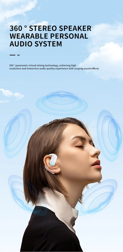 Fone de ouvido sem fio aberto Bluetooth 5.4 180 ° Rotação ajustável esquerda direita fone de ouvido universal com microfone esportivos