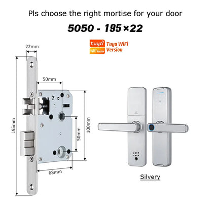 Fechadura Eletrônico Digital Biometric Fingerprint Lock App Remote Water poof Smart Door Lock YRHAND Tuya Wifi Sliver