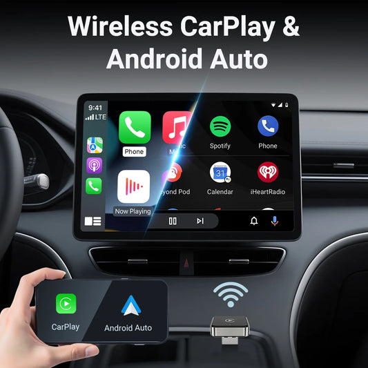 Auto para estéreo de carro 2 em 1 com fio para adaptador sem fio Android  usb mini caixa inteligente plug e bluetooth