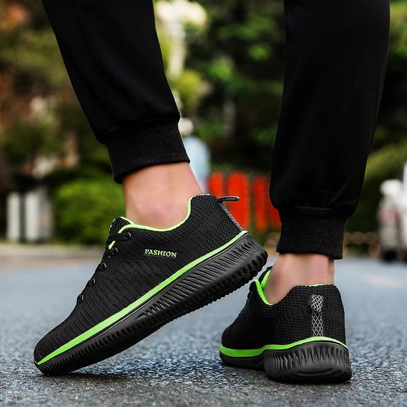 Tênis de corrida leve caminhada esportivos malha clássica respirável casuais masculinos mocassins