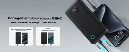 Carregamento Simultaneo Compativel com iPhone e Androids Carregador Portátil Power Bank Baseus Turbo Airpow Lite 10000mah 15w