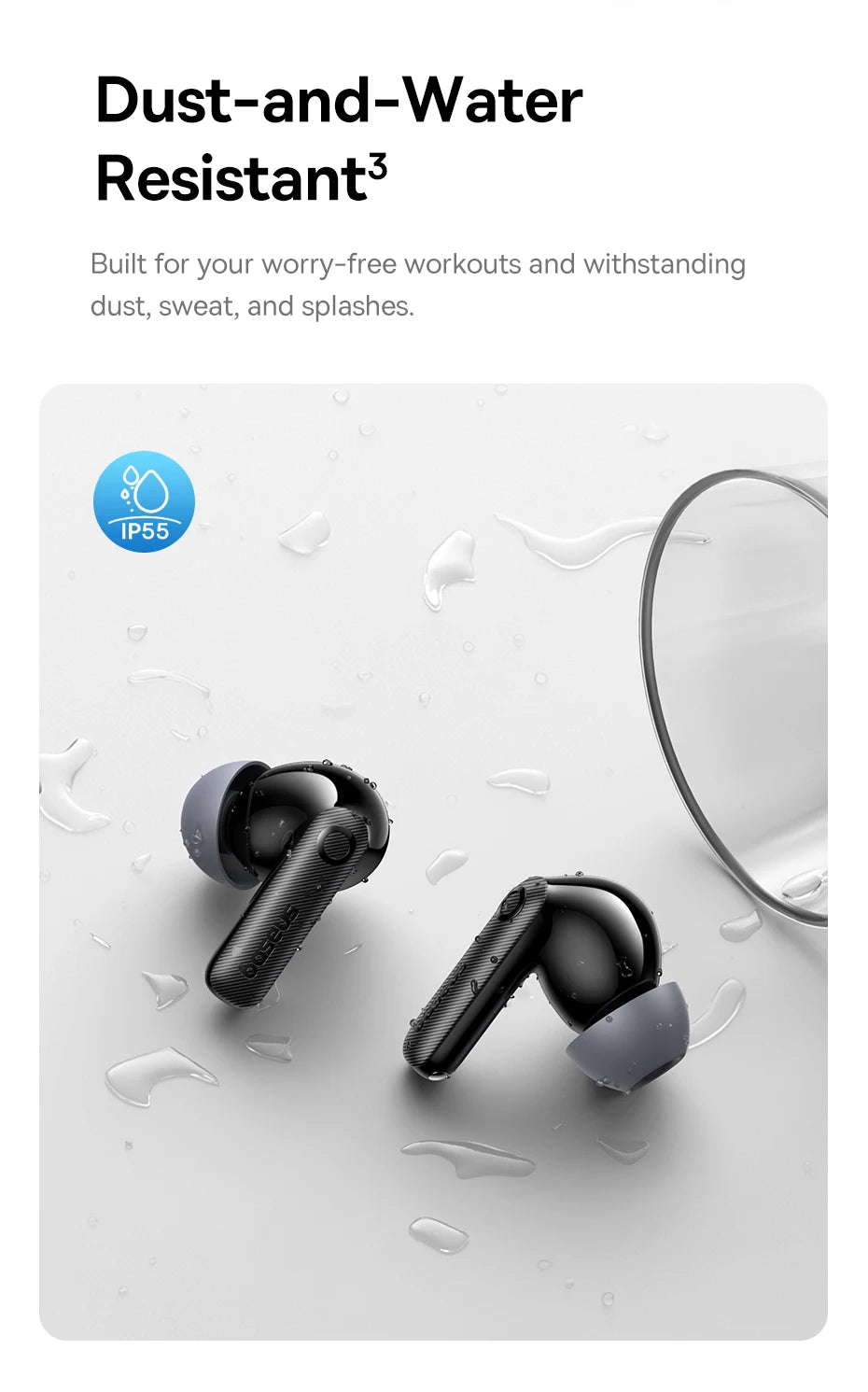Fones de ouvido sem fio Bluetooth 6.0 50dB Baseus EP10 Pro ANC