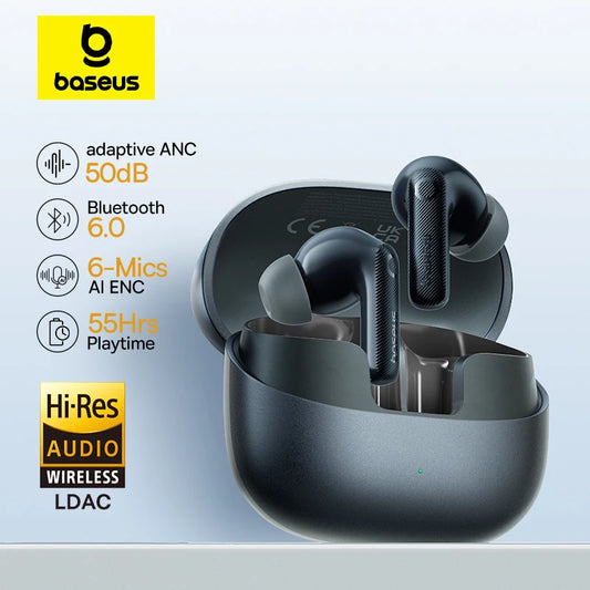 Fones de ouvido sem fio Bluetooth 6.0 50dB Baseus EP10 Pro ANC