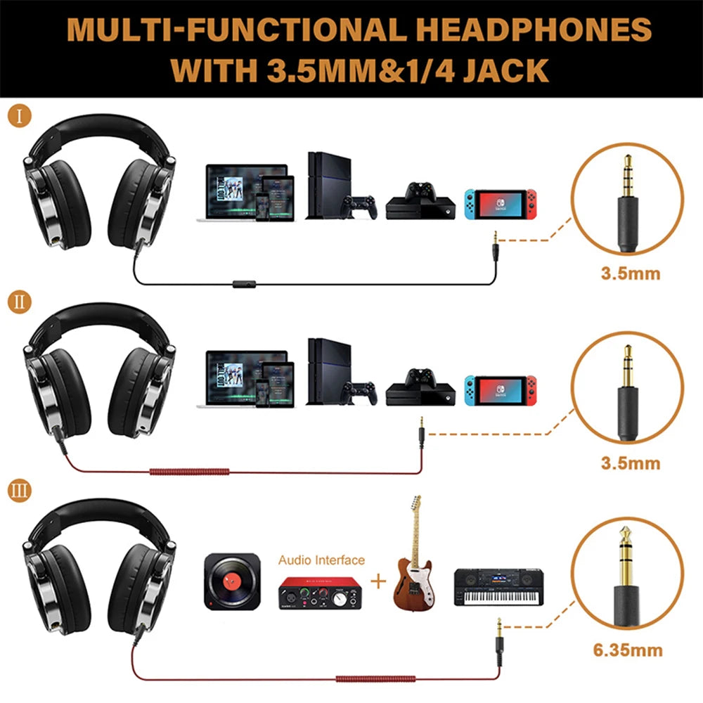 Headphones Professional Studio Pro 10/30/50 Oneodio Wired DJ Headphones With Microphone Over Ear HiFi Hi-Res Monitor Headset