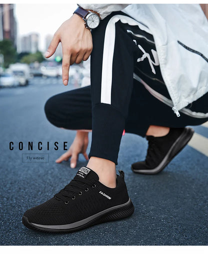 Tênis de corrida leve caminhada esportivos malha clássica respirável casuais masculinos mocassins