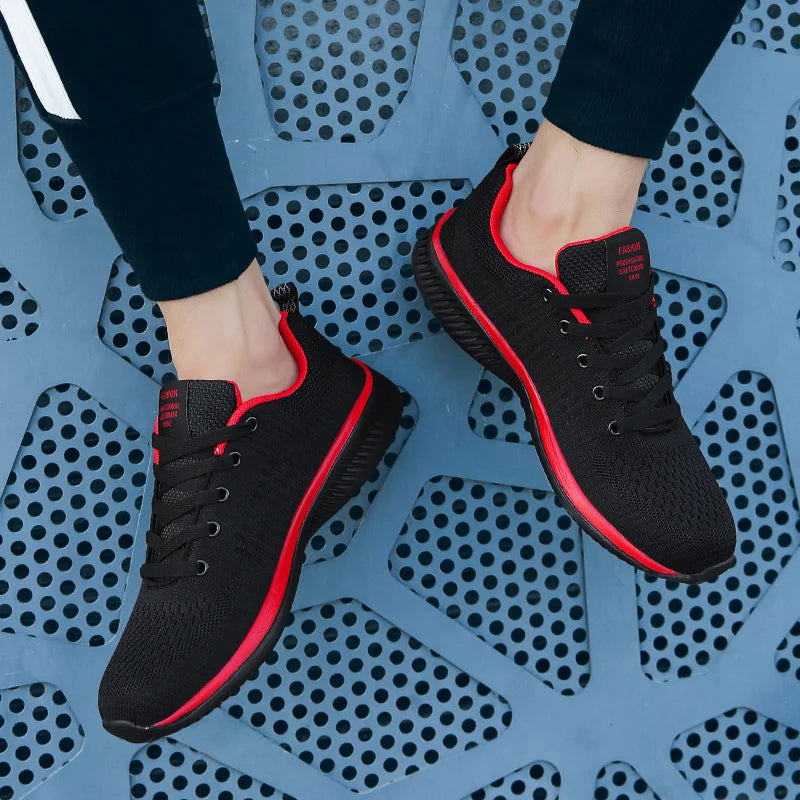 Tênis de corrida leve caminhada esportivos malha clássica respirável casuais masculinos mocassins