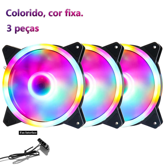 Wovibo-Ventilador de Refrigeração para Computador, Radiador Colorido para Chassis de Computador, Ventilador Molex, 3Pin, 12V, 12cm, 120mm