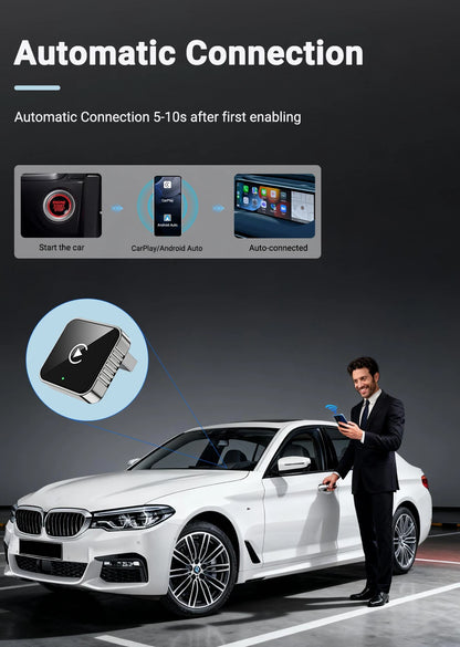 Auto para estéreo de carro 2 em 1 com fio para adaptador sem fio Android  usb mini caixa inteligente plug e bluetooth