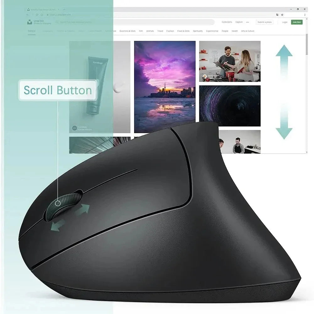 Rato vertical ergonômico 2.4ghz mouse óptico sem fio 3 dpi ajustável 800/1200/1600 6 botões para computador portátil desktop