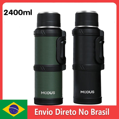 Garrafa Térmica de Água Camada Dupla Vácuo Aço Inoxidável，Capacidade extragrande Garrafa de Água Isolada para Uso Externo 2.4L