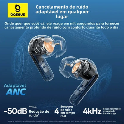 Fones de ouvido sem fio Bluetooth 6.0 50dB Baseus EP10 Pro ANC