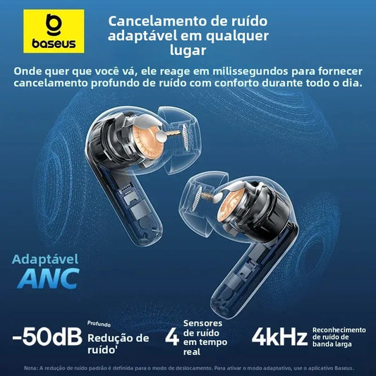 Fones de ouvido sem fio Bluetooth 6.0 50dB Baseus EP10 Pro ANC