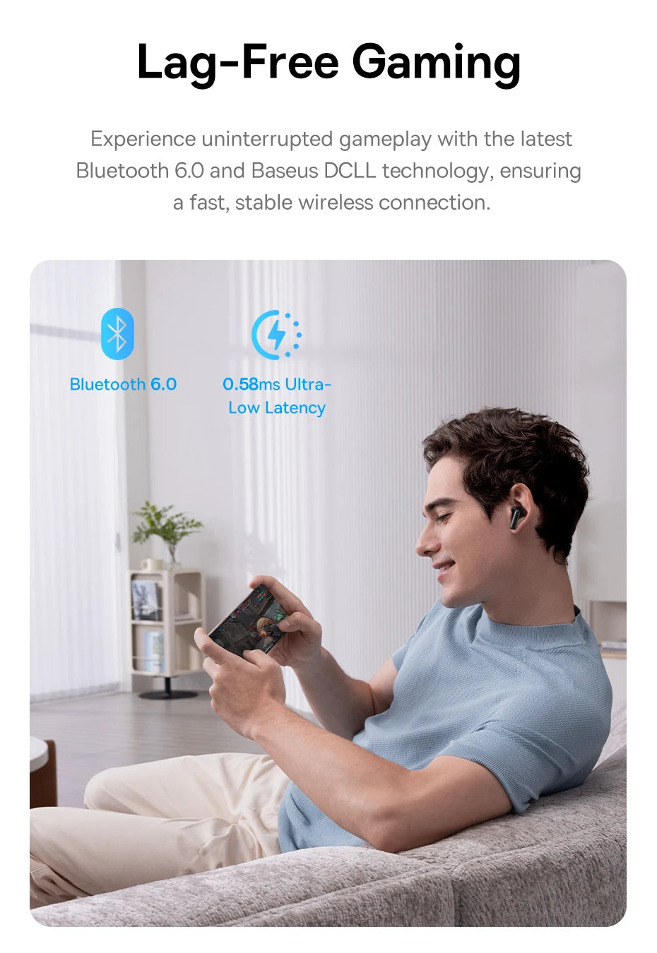 Fones de ouvido sem fio Bluetooth 6.0 50dB Baseus EP10 Pro ANC