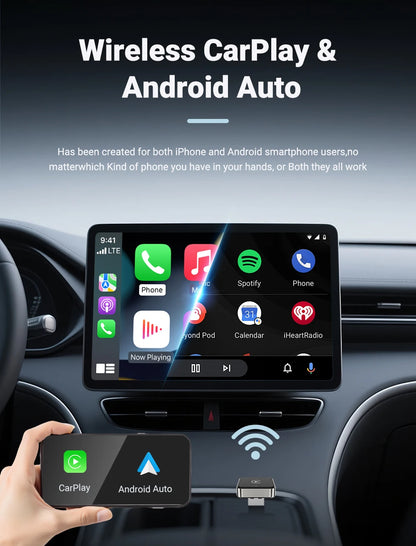 Auto para estéreo de carro 2 em 1 com fio para adaptador sem fio Android  usb mini caixa inteligente plug e bluetooth