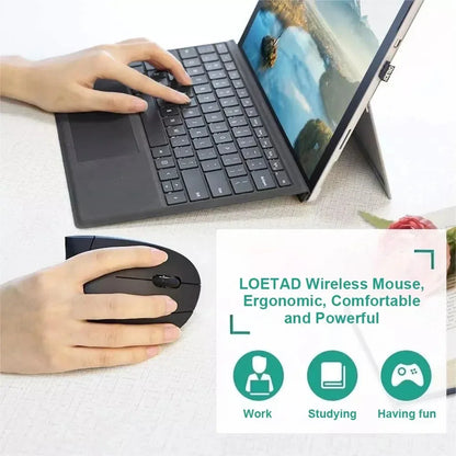 Rato vertical ergonômico 2.4ghz mouse óptico sem fio 3 dpi ajustável 800/1200/1600 6 botões para computador portátil desktop