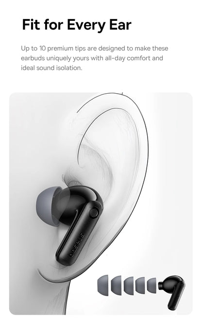 Fones de ouvido sem fio Bluetooth 6.0 50dB Baseus EP10 Pro ANC