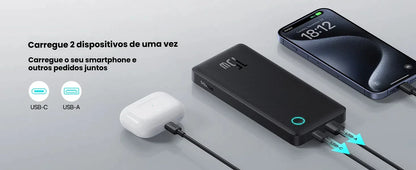 Carregamento Simultaneo Compativel com iPhone e Androids Carregador Portátil Power Bank Baseus Turbo Airpow Lite 10000mah 15w
