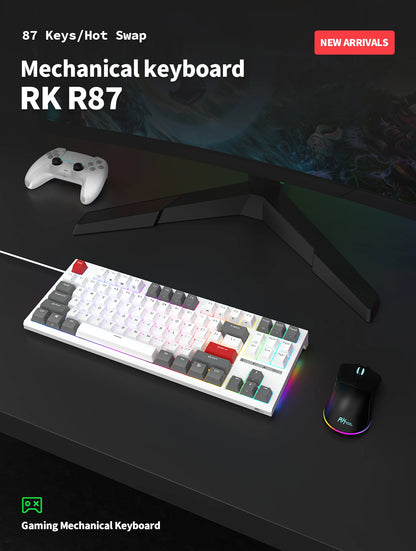 Teclado Mecânico Rk royal kludge r87 gamer brasileiro com fio 87 teclas rgb retro iluminado personalizadas