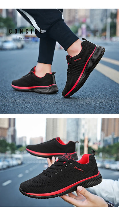 Tênis de corrida leve caminhada esportivos malha clássica respirável casuais masculinos mocassins