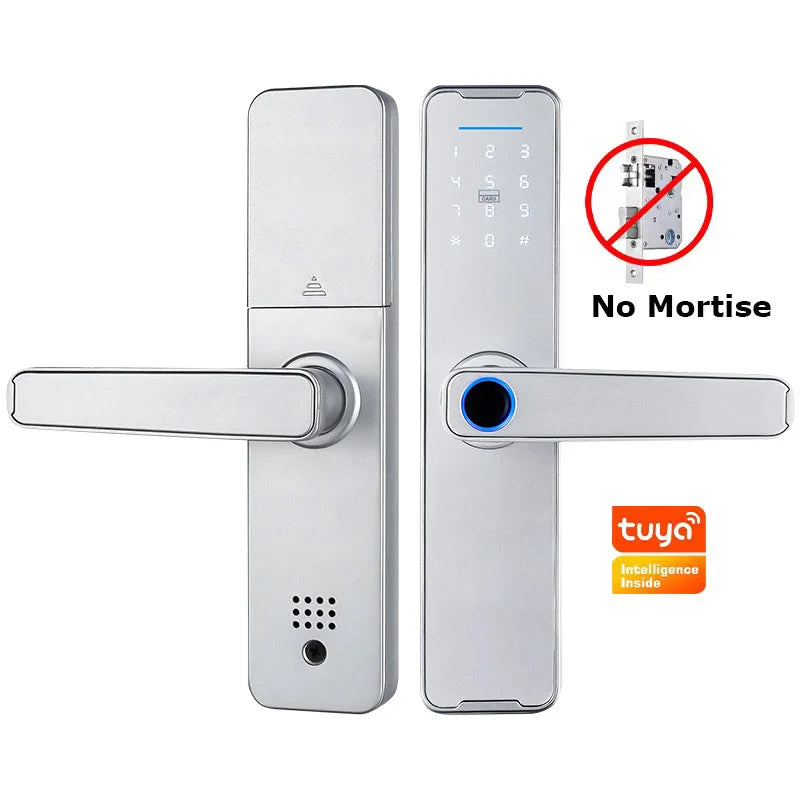 Fechadura Eletrônico Digital Biometric Fingerprint Lock App Remote Water poof Smart Door Lock YRHAND Tuya Wifi Sliver