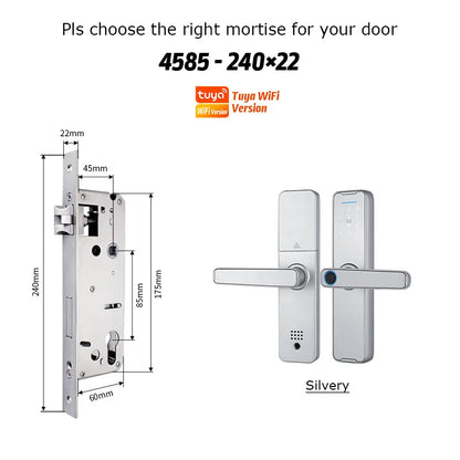 Fechadura Eletrônico Digital Biometric Fingerprint Lock App Remote Water poof Smart Door Lock YRHAND Tuya Wifi Sliver